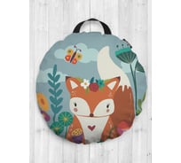 Декоративная подушка-сидушка JOYARTY "Лисенок спрятался в цветах", на пол, круглая, 52 см dsfr_385265