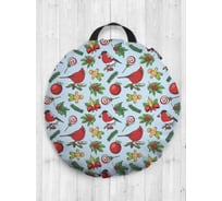 Декоративная подушка-сидушка JOYARTY "Новогодние птицы", на пол, круглая, 52 см dsfr_419882