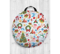 Декоративная подушка-сидушка JOYARTY "Новогодние снеговики", на пол, круглая, 52 см dsfr_419872