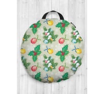 Декоративная подушка-сидушка JOYARTY "Елочные шары и рождественская звезда", на пол, круглая, 52 см dsfr_419868