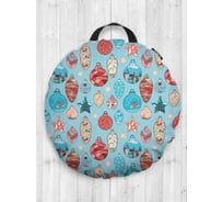 Декоративная подушка-сидушка JOYARTY "Новогодние игрушки", на пол, круглая, 52 см dsfr_419821