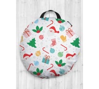 Декоративная подушка-сидушка JOYARTY "Санта в снегу", на пол, круглая, 52 см dsfr_419820