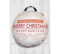 Декоративная подушка-сидушка JOYARTY "Новогодняя надпись", на пол, круглая, 52 см dsfr_419855