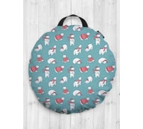 Декоративная подушка-сидушка JOYARTY "Рождественские полярные медведи", на пол, круглая, 52 см dsfr_380854