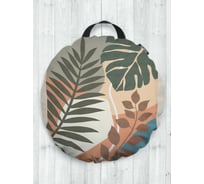 Декоративная подушка-сидушка JOYARTY "Пальмовые листья на бежевом фоне", на пол, круглая, 52 см dsfr_419758