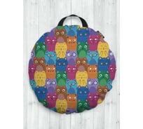 Декоративная подушка-сидушка JOYARTY "Яркие цветные коты", на пол, круглая, 52 см dsfr_413272