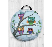 Декоративная подушка-сидушка JOYARTY "Совы на ветках", на пол, круглая, 52 см dsfr_378651