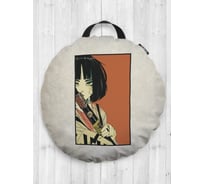 Декоративная подушка-сидушка JOYARTY "Японская девушка", на пол, круглая, 52 см dsfr_420012