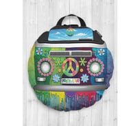 Декоративная подушка-сидушка JOYARTY "Красочный автомобиль хиппи", на пол, круглая, 52 см dsfr_14923