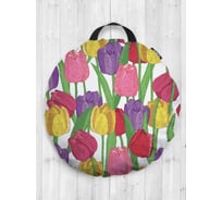 Декоративная подушка-сидушка JOYARTY "Поляна тюльпанов", на пол, круглая, 52 см dsfr_17761
