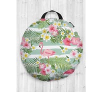 Декоративная подушка-сидушка JOYARTY "Фламинго с цветами", на пол, круглая, 52 см dsfr_14665