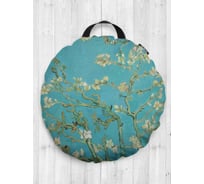 Декоративная подушка-сидушка JOYARTY "Ветви с миндальным цветком", на пол, круглая, 52 см dsfr_6050