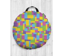 Декоративная подушка-сидушка JOYARTY "Красочное лего", на пол, круглая, 52 см dsfr_17962