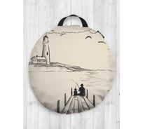 Декоративная подушка-сидушка JOYARTY "Рыбалка с видом на маяк", на пол, круглая, 52 см dsfr_389516