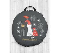 Декоративная подушка-сидушка JOYARTY "Новогодний котик", на пол, круглая, 52 см dsfr_380795