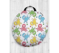 Декоративная подушка-сидушка JOYARTY "Цветные осьминожки", на пол, круглая, 52 см dsfr_47940