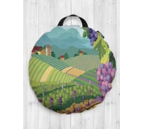 Декоративная подушка-сидушка JOYARTY "Виноградники на холмах", на пол, круглая, 52 см dsfr_21611