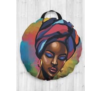 Декоративная подушка-сидушка JOYARTY "Колоритная африканка", на пол, круглая, 52 см dsfr_385245