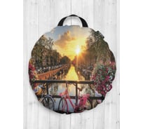 Декоративная подушка-сидушка JOYARTY "Рассвет на цветущем мосту", на пол, круглая, 52 см dsfr_74189