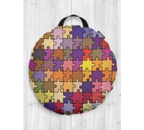 Декоративная подушка-сидушка JOYARTY "Красочные пазлы", на пол, круглая, 52 см dsfr_13140