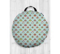 Декоративная подушка-сидушка JOYARTY "Новогодние совы", на пол, круглая, 52 см dsfr_290612