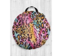 Декоративная подушка-сидушка JOYARTY "Яркий леопард", на пол, круглая, 52 см dsfr_55705