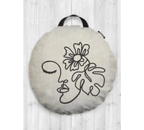 Декоративная подушка-сидушка JOYARTY "Девушка загадка", на пол, круглая, 52 см dsfr_385286