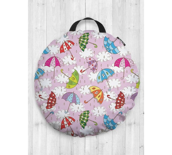 Декоративная подушка-сидушка JOYARTY "Дождь из зонтов", на пол, круглая, 52 см dsfr_19885 1