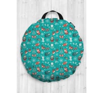 Декоративная подушка-сидушка JOYARTY "Новогоднее веселье у животных", на пол, круглая, 52 см dsfr_290621