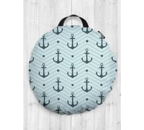 Декоративная подушка-сидушка JOYARTY "Зигзаги с якорями", на пол, круглая, 52 см dsfr_11049