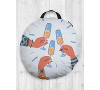 Декоративная подушка-сидушка JOYARTY "Праздничные бокалы", на пол, круглая, 52 см dsfr_380812