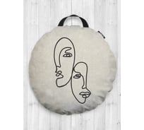 Декоративная подушка-сидушка JOYARTY "Два лица одной линией", на пол, круглая, 52 см dsfr_385283