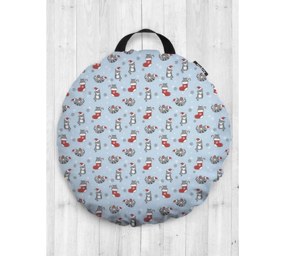 Декоративная подушка-сидушка JOYARTY "Игривые рождественские котики", на пол, круглая, 52 см dsfr_290627 1