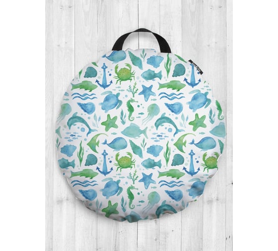 Декоративная подушка-сидушка JOYARTY "Морское разнообразие", на пол, круглая, 52 см dsfr_50825 1