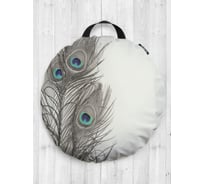 Декоративная подушка-сидушка JOYARTY "Три пера павлина", на пол, круглая, 52 см dsfr_3785