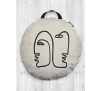 Декоративная подушка-сидушка JOYARTY "Загадочные лица", на пол, круглая, 52 см dsfr_385285