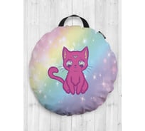 Декоративная подушка-сидушка JOYARTY "Кот на радуге", на пол, круглая, 52 см dsfr_385262