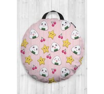 Декоративная подушка-сидушка JOYARTY "Вишенки и звезды", на пол, круглая, 52 см dsfr_23807