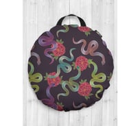 Декоративная подушка-сидушка JOYARTY "Змеи и цветы", на пол, круглая, 52 см dsfr_392121