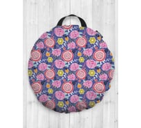 Декоративная подушка-сидушка JOYARTY "Гранат и цветы", на пол, круглая, 52 см dsfr_389505