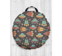 Декоративная подушка-сидушка JOYARTY "Космический транспорт", на пол, круглая, 52 см dsfr_47865