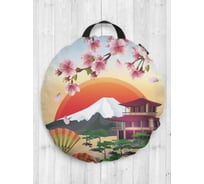 Декоративная подушка-сидушка JOYARTY "Японские горы", на пол, круглая, 52 см dsfr_14310