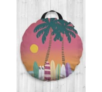 Декоративная подушка-сидушка JOYARTY "Серфинг на закате", на пол, круглая, 52 см dsfr_387120