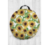 Декоративная подушка-сидушка JOYARTY "Подсолнуховое окружение", на пол, круглая, 52 см dsfr_9864