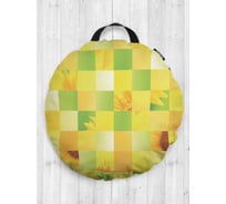 Декоративная подушка-сидушка JOYARTY "Подсолнуховый пазл", на пол, круглая, 52 см dsfr_9850