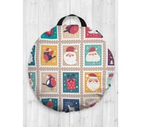 Декоративная подушка-сидушка JOYARTY "Праздничные марки", на пол, круглая, 52 см dsfr_78639