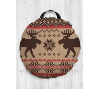 Декоративная подушка-сидушка JOYARTY "Вышивка с оленями", на пол, круглая, 52 см dsfr_78634
