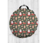 Декоративная подушка-сидушка JOYARTY "Новогодние деревянные игрушки", на пол, круглая, 52 см dsfr_290637