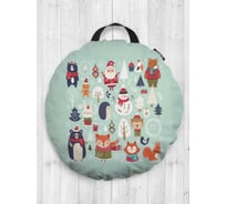 Декоративная подушка-сидушка JOYARTY "Новогодние зверюшки", на пол, круглая, 52 см dsfr_380868