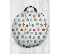 Декоративная подушка-сидушка JOYARTY "Елочные игрушки", на пол, круглая, 52 см dsfr_380823